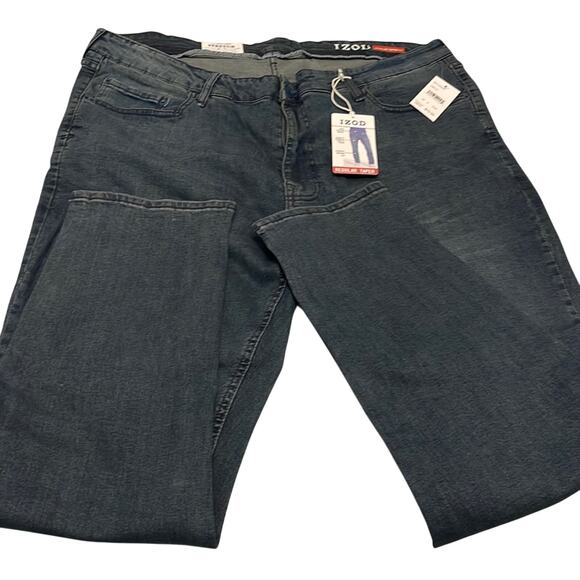 NWT IZOD Big & Tall Stretch Regular Taper Jeans Size 42x32 Cielo Blue Color - Picture 1 of 6